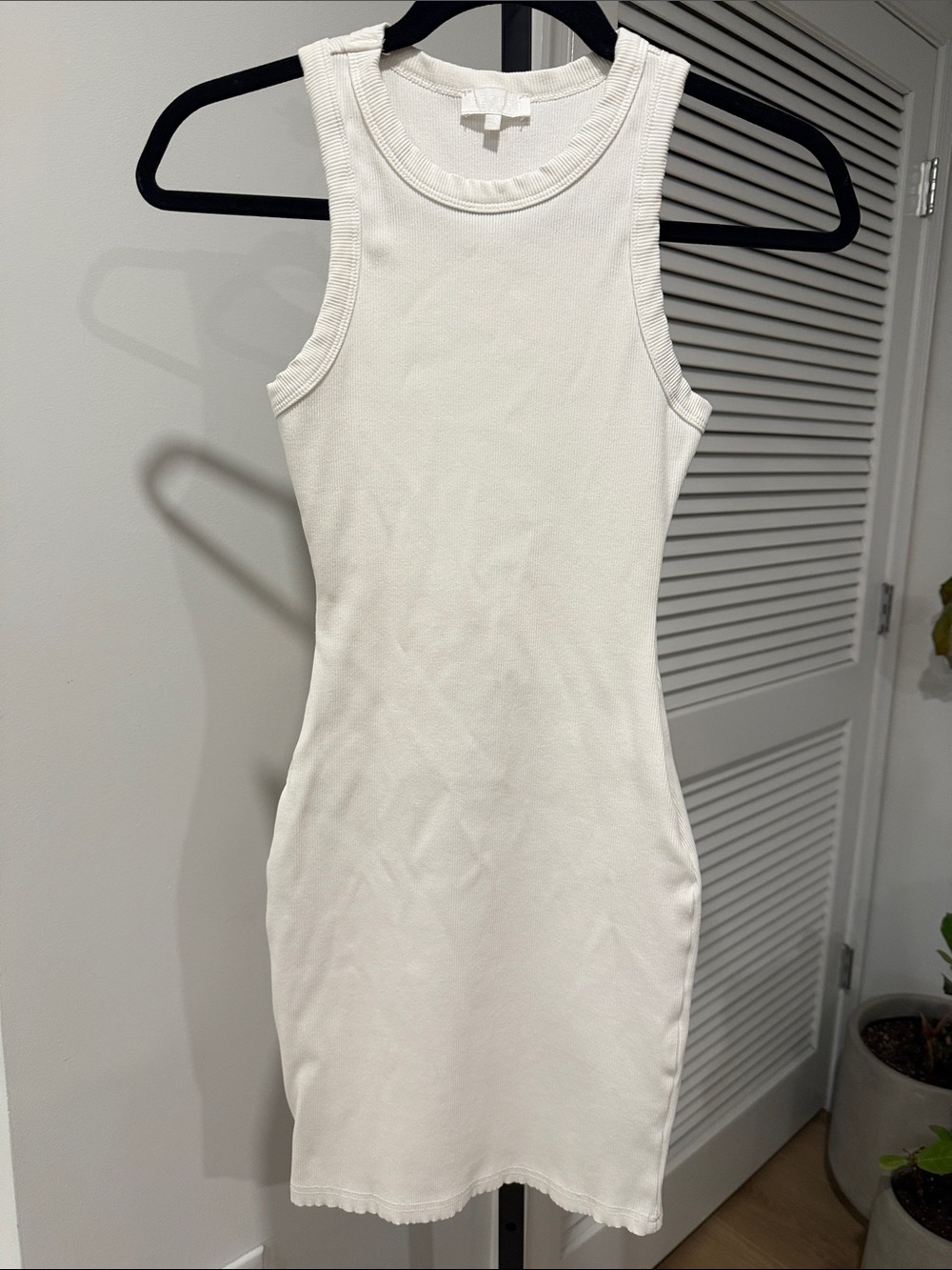 MESHKI Ribbed Bodycon Mini Dress | Ivory/Cream | XS